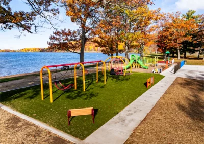 View of new playground equipment