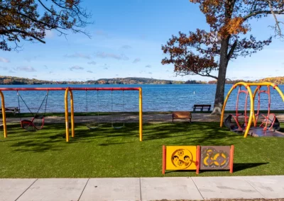 View of new playground equipment