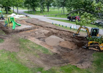 Clearing area in Lake Antoine park for new equipment