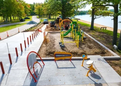 View of new playground equipment